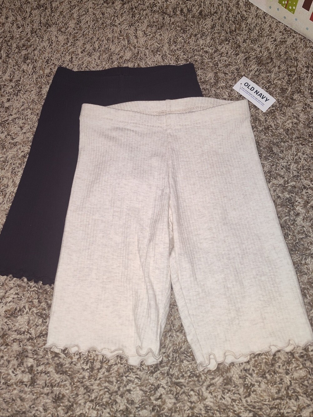 Old Navy Girls Ribbed Bike Shorts - Blue & Cream